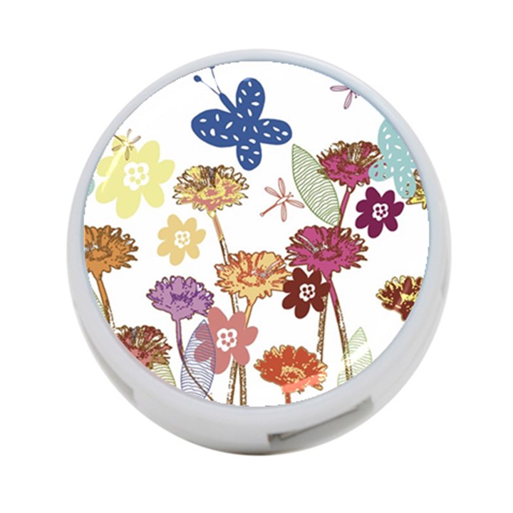 Flowers Butterflies Dragonflies 4-Port USB Hub (One Side)