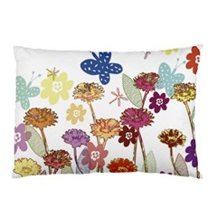 Flowers Butterflies Dragonflies Pillow Case (two Sides) by Celenk