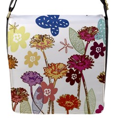 Flowers Butterflies Dragonflies Flap Messenger Bag (s) by Celenk