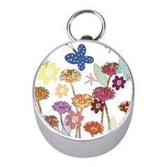 Flowers Butterflies Dragonflies Mini Silver Compasses by Celenk