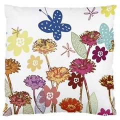 Flowers Butterflies Dragonflies Standard Flano Cushion Case (one Side) by Celenk