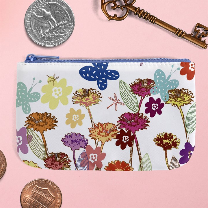 Flowers Butterflies Dragonflies Large Coin Purse