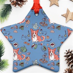 Dog Corgi Pattern Ornament (star) by Celenk