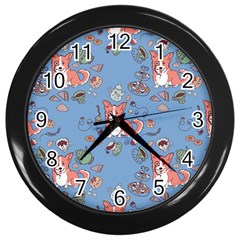 Dog Corgi Pattern Wall Clocks (black) by Celenk