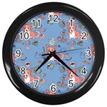 Dog Corgi Pattern Wall Clocks (Black) Front