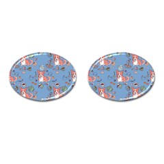 Dog Corgi Pattern Cufflinks (oval) by Celenk