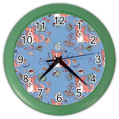 Dog Corgi Pattern Color Wall Clocks by Celenk