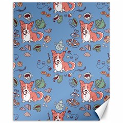 Dog Corgi Pattern Canvas 11  X 14   by Celenk