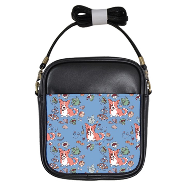 Dog Corgi Pattern Girls Sling Bags