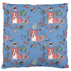 Dog Corgi Pattern Large Cushion Case (two Sides) by Celenk