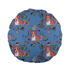 Dog Corgi Pattern Standard 15  Premium Round Cushions by Celenk