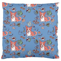 Dog Corgi Pattern Large Flano Cushion Case (two Sides) by Celenk