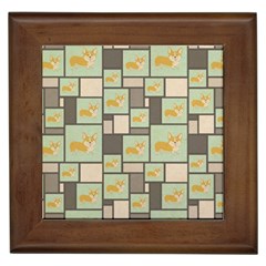 Quirky Corgi Kraft Present Gift Wrap Wrapping Paper Framed Tiles by Celenk