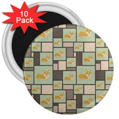 Quirky Corgi Kraft Present Gift Wrap Wrapping Paper 3  Magnets (10 Pack)  by Celenk