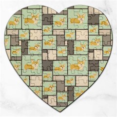 Quirky Corgi Kraft Present Gift Wrap Wrapping Paper Jigsaw Puzzle (heart) by Celenk