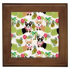 Hula Corgis Fabric Framed Tiles by Celenk