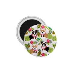 Hula Corgis Fabric 1 75  Magnets by Celenk