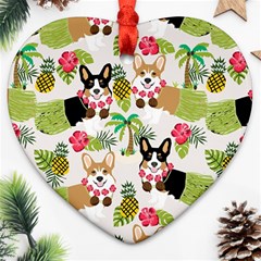 Hula Corgis Fabric Ornament (heart) by Celenk