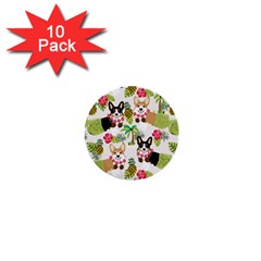 Hula Corgis Fabric 1  Mini Buttons (10 Pack)  by Celenk