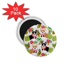 Hula Corgis Fabric 1 75  Magnets (10 Pack)  by Celenk