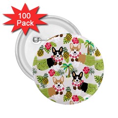 Hula Corgis Fabric 2 25  Buttons (100 Pack)  by Celenk