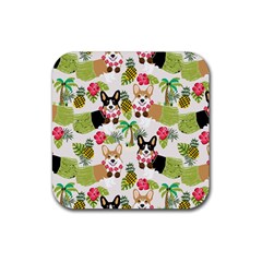 Hula Corgis Fabric Rubber Coaster (square)  by Celenk