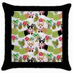 Hula Corgis Fabric Throw Pillow Case (black) by Celenk