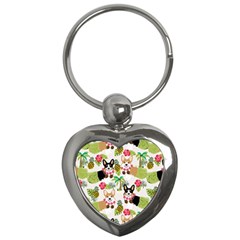 Hula Corgis Fabric Key Chains (heart)  by Celenk