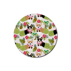 Hula Corgis Fabric Rubber Coaster (round)  by Celenk