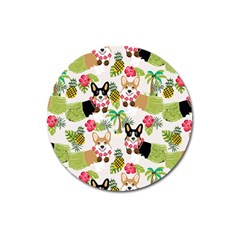 Hula Corgis Fabric Magnet 3  (round) by Celenk