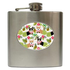 Hula Corgis Fabric Hip Flask (6 Oz) by Celenk