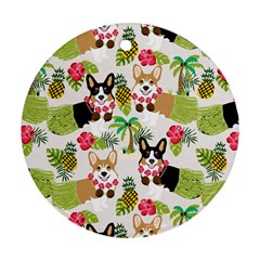 Hula Corgis Fabric Round Ornament (two Sides) by Celenk