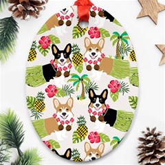 Hula Corgis Fabric Oval Ornament (two Sides) by Celenk