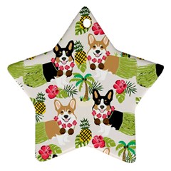 Hula Corgis Fabric Star Ornament (two Sides) by Celenk