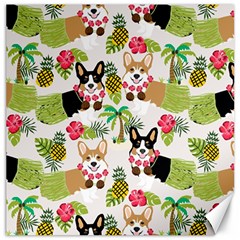 Hula Corgis Fabric Canvas 12  X 12   by Celenk