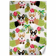 Hula Corgis Fabric Canvas 12  X 18   by Celenk