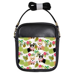 Hula Corgis Fabric Girls Sling Bags by Celenk