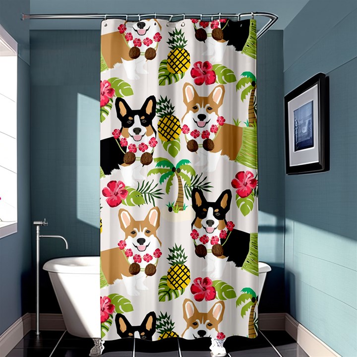 Hula Corgis Fabric Shower Curtain 36  x 72  (Stall) 