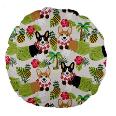 Hula Corgis Fabric Large 18  Premium Round Cushions by Celenk