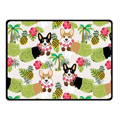 Hula Corgis Fabric Double Sided Fleece Blanket (small)  by Celenk