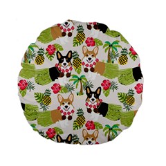 Hula Corgis Fabric Standard 15  Premium Flano Round Cushions by Celenk