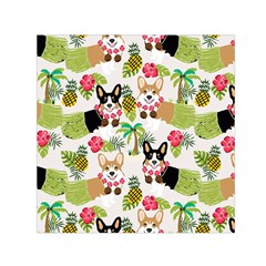 Hula Corgis Fabric Small Satin Scarf (square) by Celenk