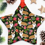 Welsh Corgi Hawaiian Pattern Florals Tropical Summer Dog Ornament (Star) Front