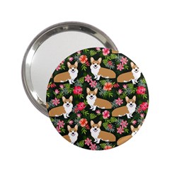 Welsh Corgi Hawaiian Pattern Florals Tropical Summer Dog 2 25  Handbag Mirrors by Celenk