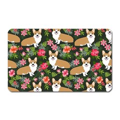 Welsh Corgi Hawaiian Pattern Florals Tropical Summer Dog Magnet (rectangular) by Celenk