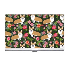 Welsh Corgi Hawaiian Pattern Florals Tropical Summer Dog Business Card Holders by Celenk