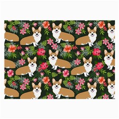 Welsh Corgi Hawaiian Pattern Florals Tropical Summer Dog Large Glasses Cloth (2-side) by Celenk