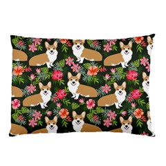 Welsh Corgi Hawaiian Pattern Florals Tropical Summer Dog Pillow Case by Celenk