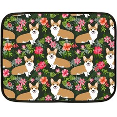 Welsh Corgi Hawaiian Pattern Florals Tropical Summer Dog Double Sided Fleece Blanket (mini)  by Celenk