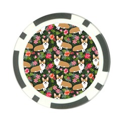 Welsh Corgi Hawaiian Pattern Florals Tropical Summer Dog Poker Chip Card Guard (10 Pack) by Celenk